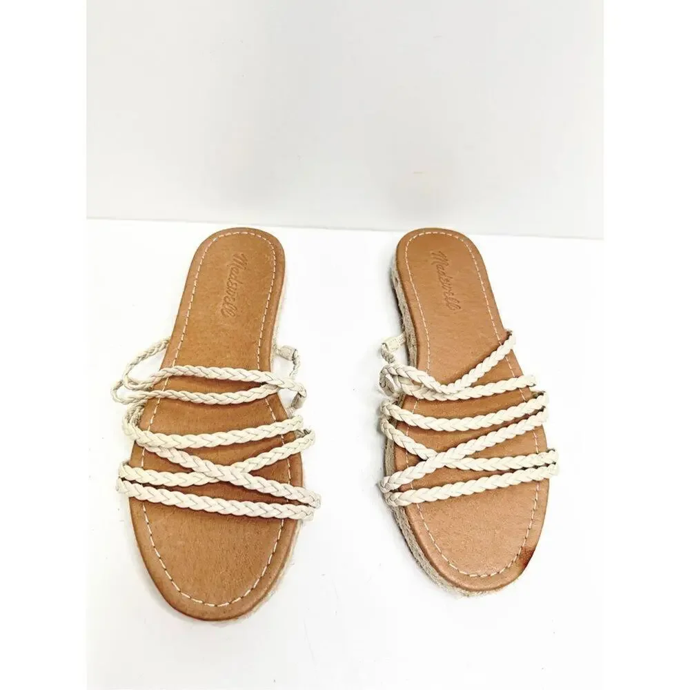 Madewell Sandals Womens Size 7 Braided Leather Espadrille Slip‎ On Slide Shoes
